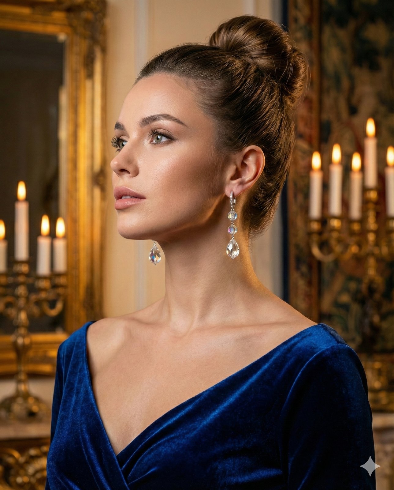 Серьги «Северное Сияние» — Горный хрусталь, Циркон